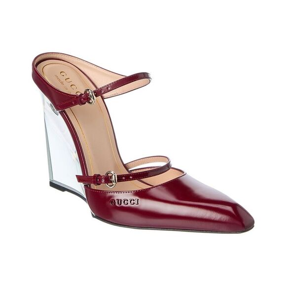 Gucci Leather Wedge Mule, Red - Picture 1 of 5